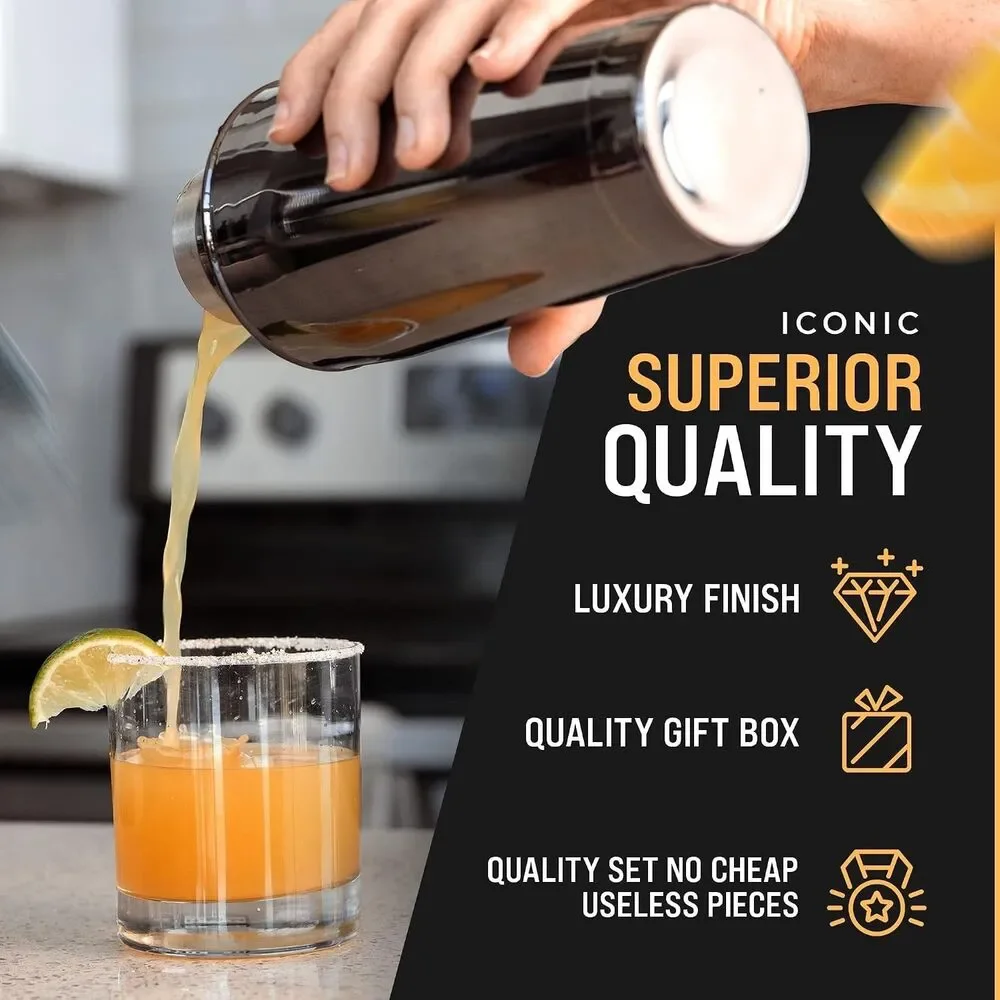 Premium Cocktail Shaker Set with Premium Gift Box - 5 Piece Cocktail Shaker Set